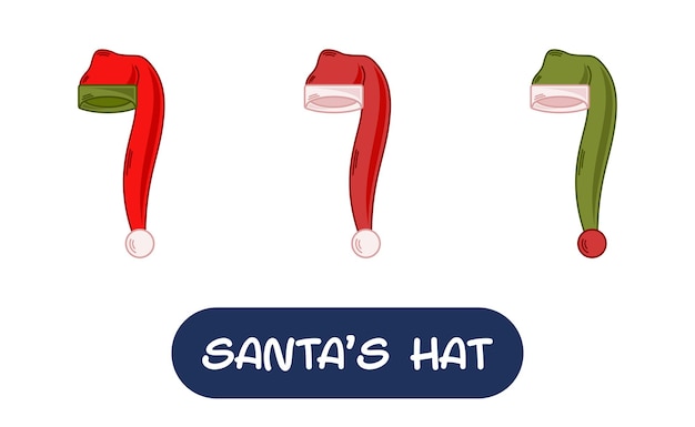 Cartoon Santa Hat Illustration Set of Variation Colors EPS 10 Vector