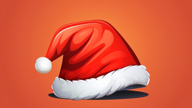 a cartoon of a santa hat with a red background