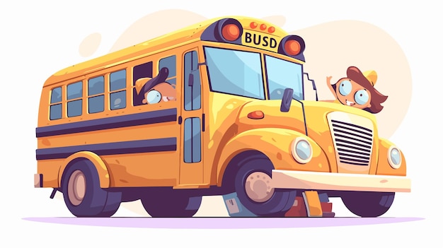 a cartoon of a school bus with a cartoon face on the front