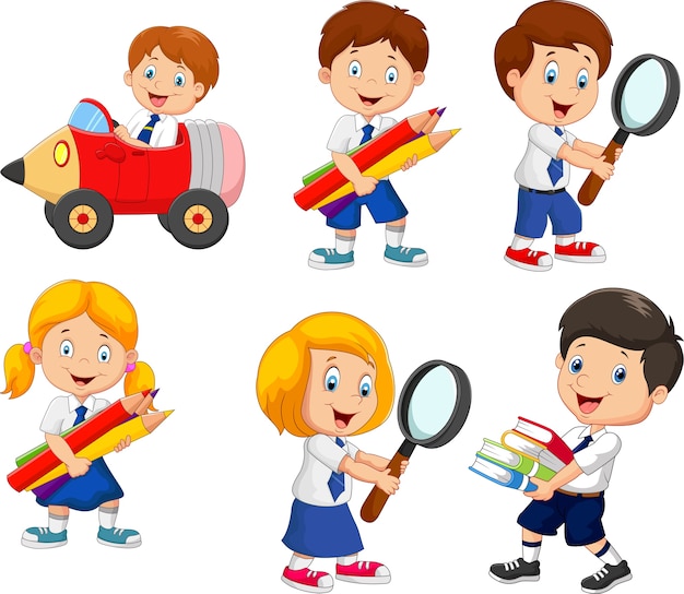 Cartoon school children cartoon collection set