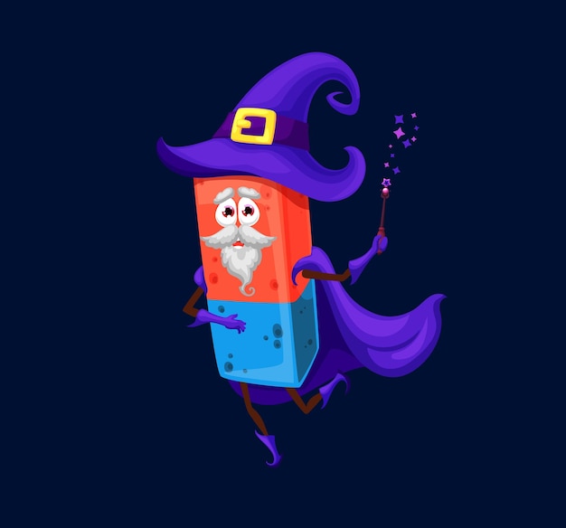 Cartoon school eraser wizard or warlock character