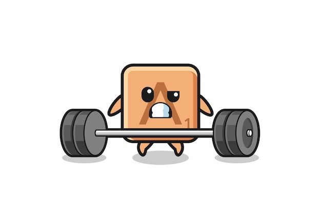 Cartoon of scrabble lifting a barbell