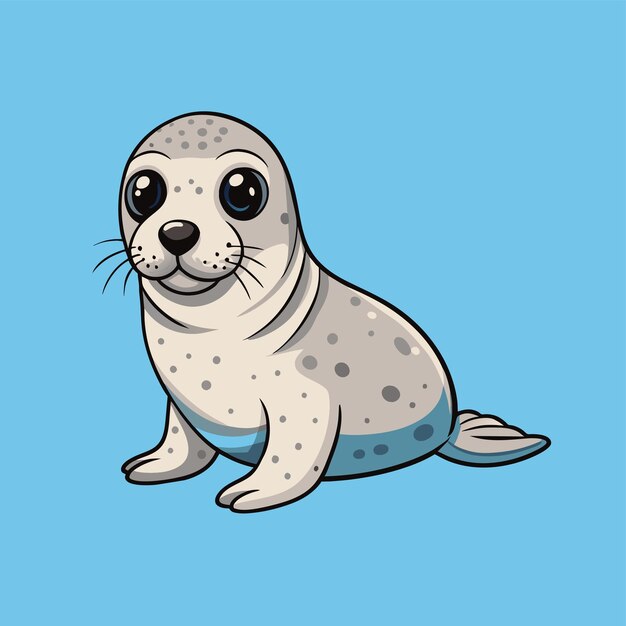 Vector a cartoon seal with eyes and a blue shirt with a white seal on the back