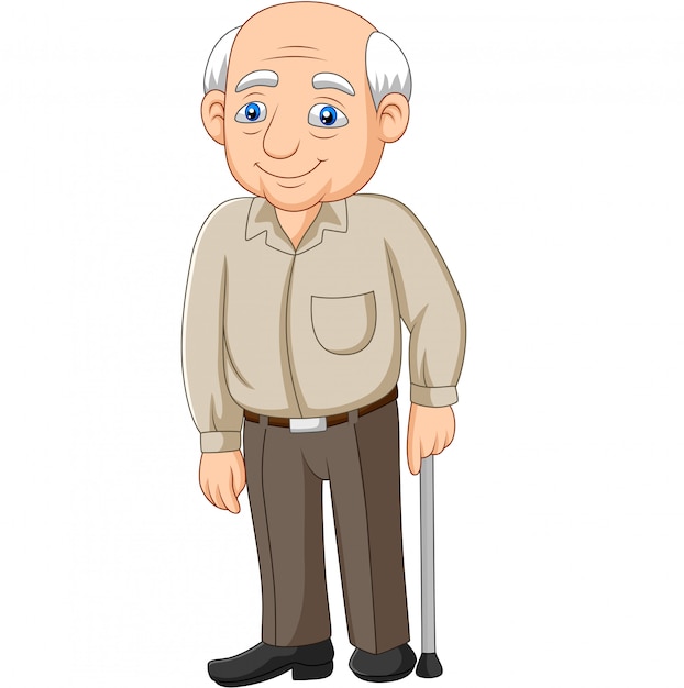 Cartoon senior elderly old man 