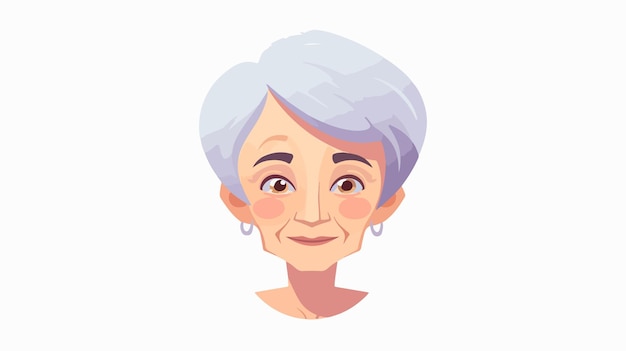 Vector a cartoon of a senior woman with gray hair and a round face