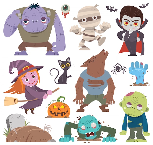 Cartoon Set Halloween characters.