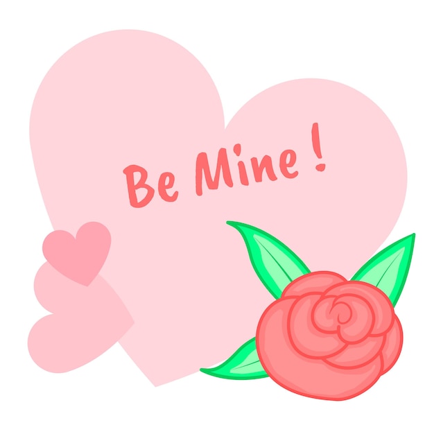 Cartoon set with animals and lettering for Valentine s day. stickers in the flower.