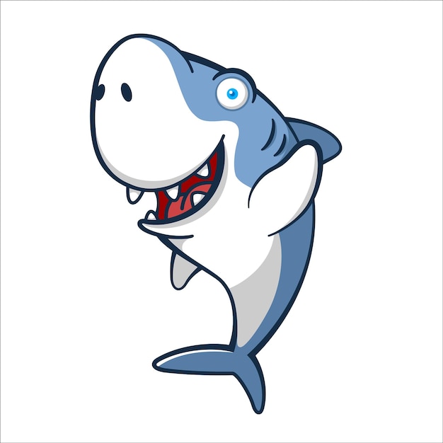 Cartoon Shark Waving Fin