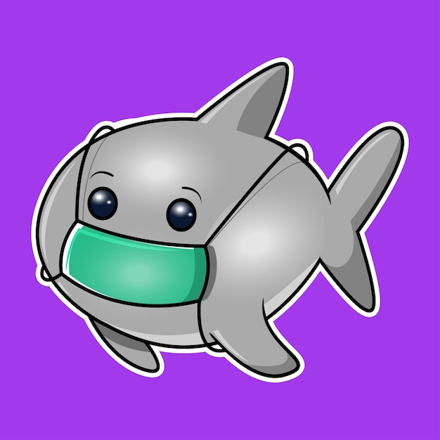 Cartoon shark wearing a mask