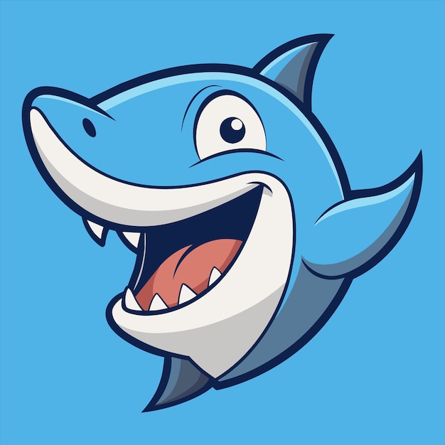 a cartoon shark with a big smile and big teeth