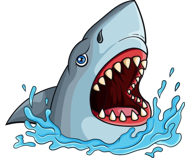 Cartoon shark with open jaws