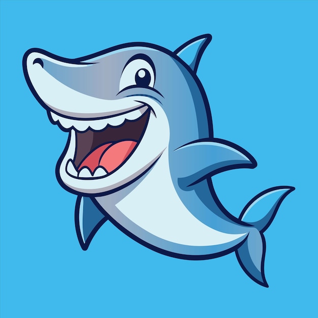 a cartoon shark with a shark head and mouth open