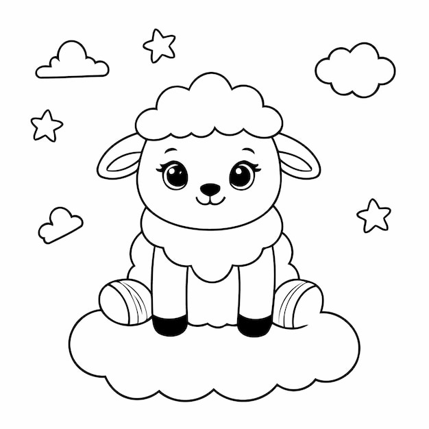 Vector cartoon sheep for children books