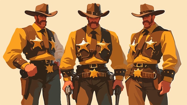 Vector cartoon sheriff standing with holstered guns