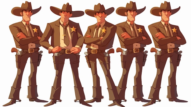 Vector cartoon sheriff standing with holstered guns