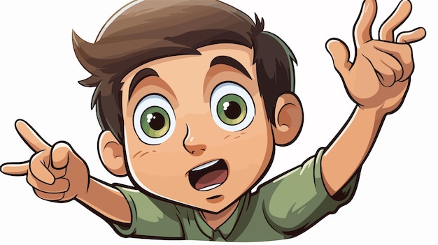 Cartoon Shocked Boy Pointing Sticker Expressive Character Illustration