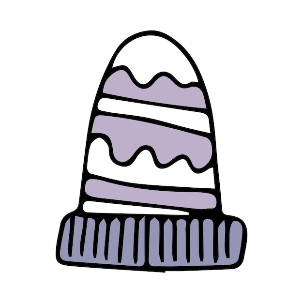 Cartoon silhouette of a knitted hat clothes for a hat with Christmas and new year