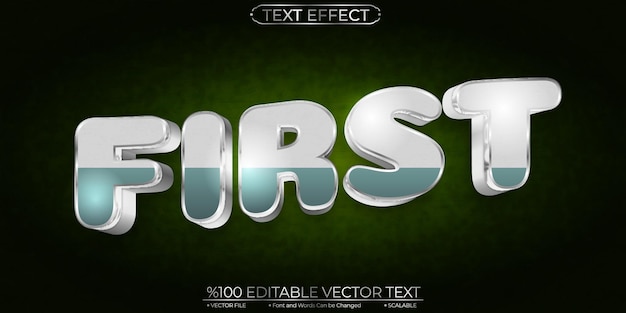 Cartoon Silver Shiny Smooth First Editable and Scalable Vector Text Effect