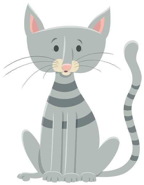 Cartoon sitting gray cat animal character