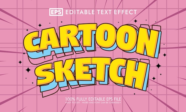 Cartoon sketch editable text effect