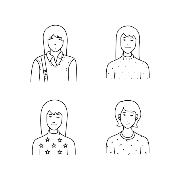 Cartoon Sketch People Vector Illustration