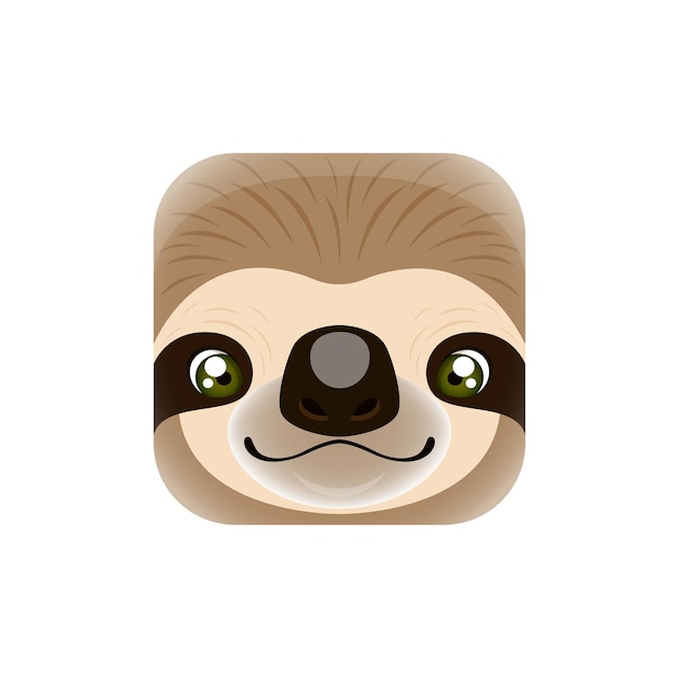 Cartoon sloth kawaii square amazon animal face