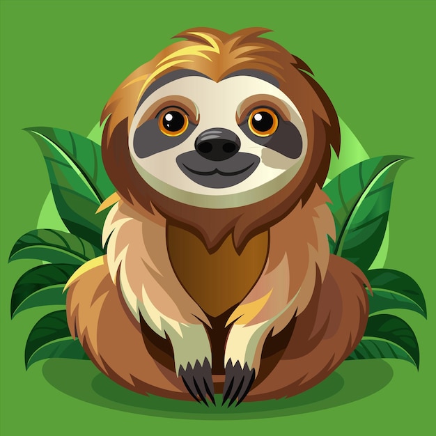 Vector a cartoon of a sloth that has a green background