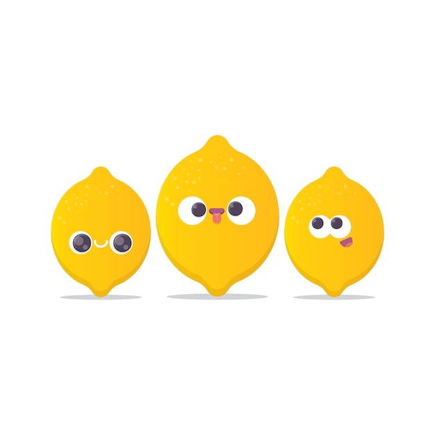 cartoon smiling lemons set