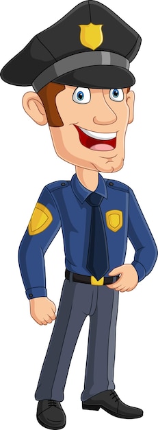 Cartoon smiling officer policeman standing