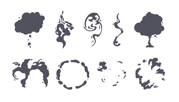 Cartoon Smoke Sprite Set Vector Illustration