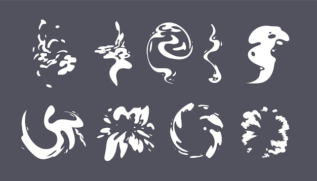 Cartoon Smoke Sprite Set Vector Illustration