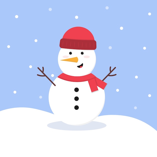 Cartoon snowman under snow