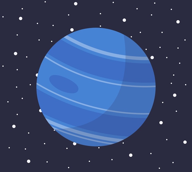 Cartoon solar system planet in flat style Planet neptune on dark space with stars vector illustration