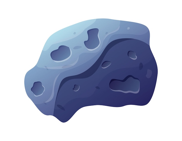 Cartoon space meteorite with craters and bumps Vector isolated stone