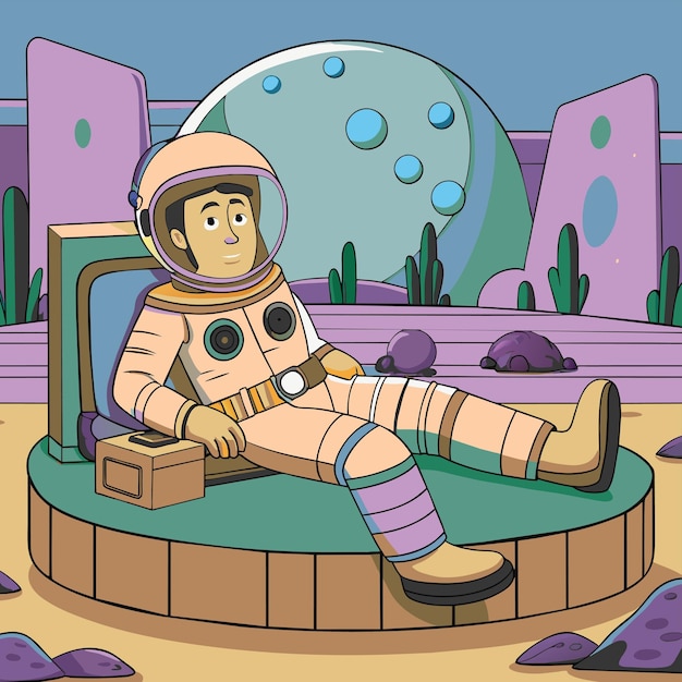 Vector a cartoon of a space suit with a space suit on