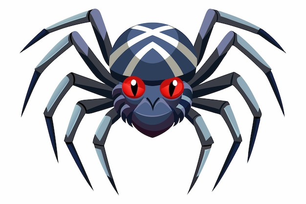 Vector cartoon spider with striped shell and red eyes