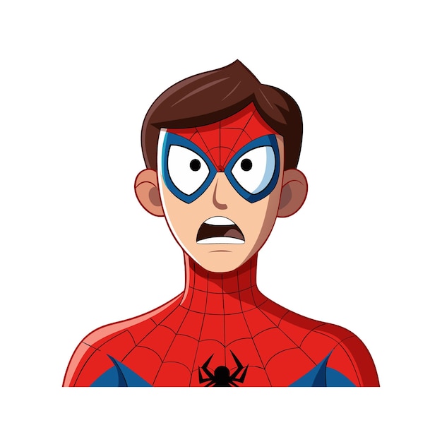 Vector a cartoon of a spiderman with a spiderman face