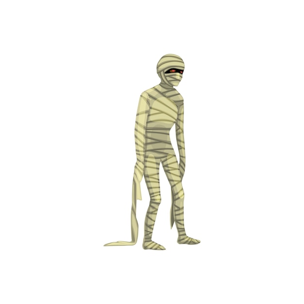 Cartoon spooky mummy isolated Halloween character