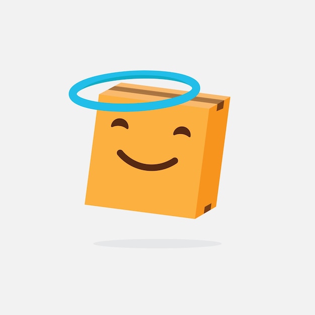 A cartoon of a square with a blue ring around it and a smiley face.