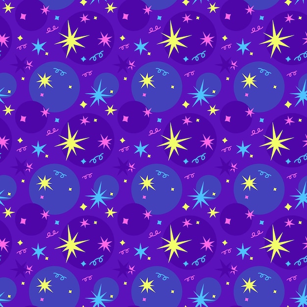 Cartoon star pattern Cosmic stars in the dark cosmic vector illustration night sky seamless galaxy background