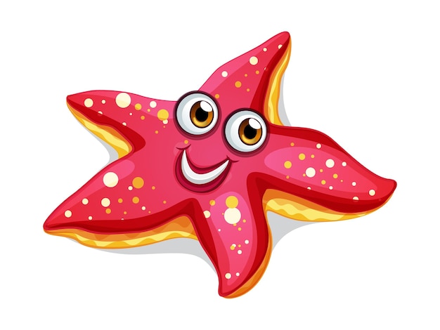 A cartoon starfish with a smiling face