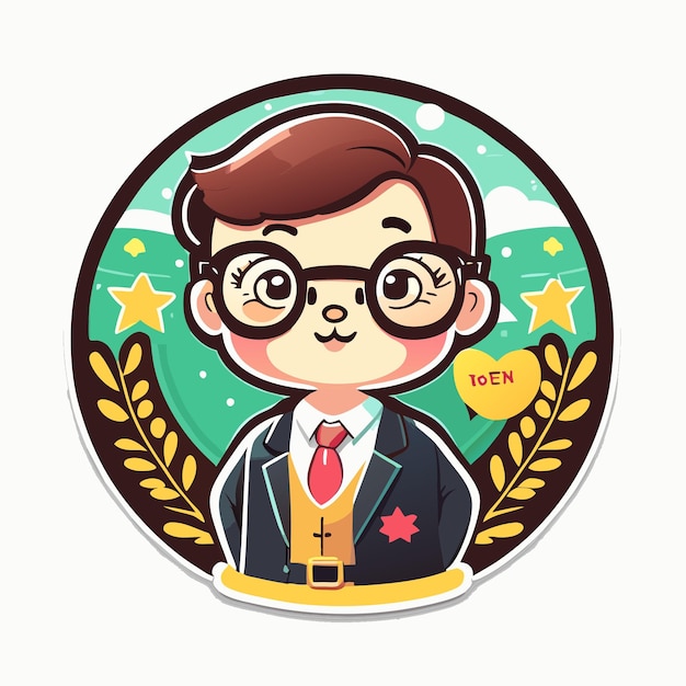 Cartoon sticker with teacher's day concept design