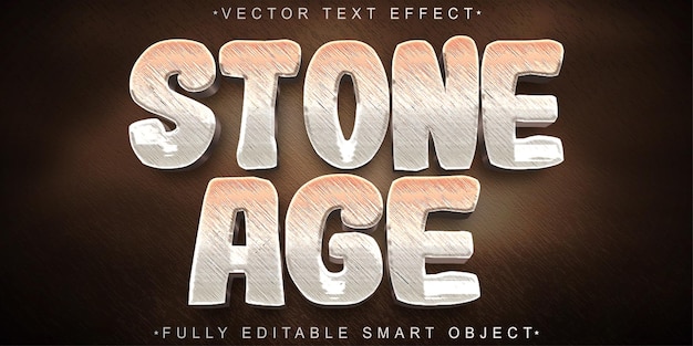 Vector cartoon stone age vector fully editable smart object text effect