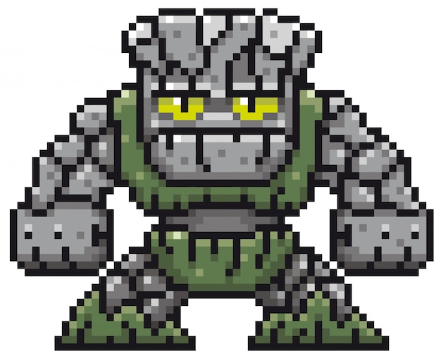 Cartoon Stone Monster Pixel design