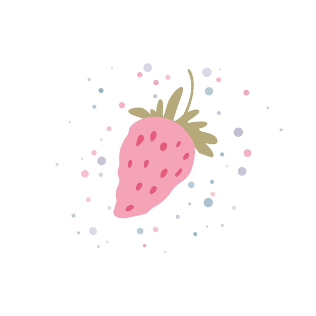 Cartoon strawberry with colourful splashes illustration