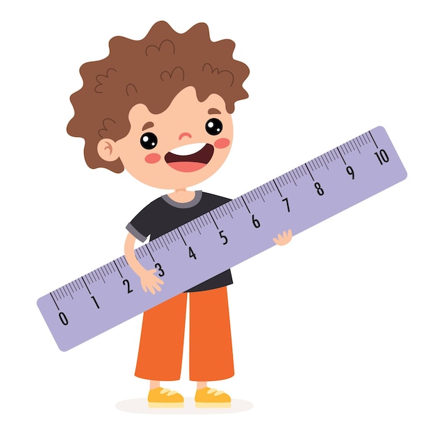 Cartoon Student Carrying Big Ruler