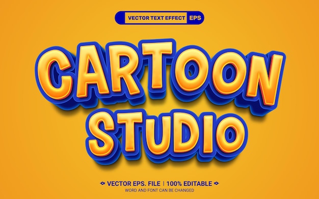 Cartoon studio 3d editable cartoon style vector text effect