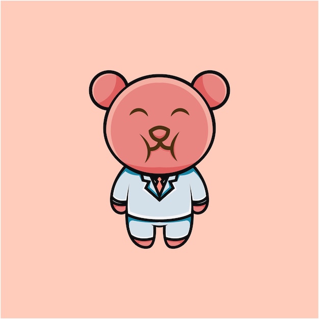 Cartoon style cute businessman bear character illustration