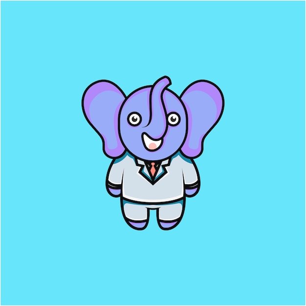 Cartoon style cute businessman elephant character illustration