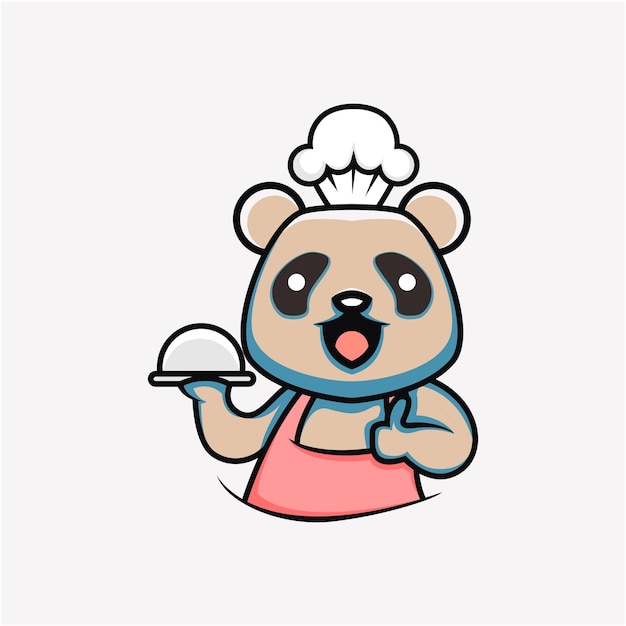 Cartoon style cute cooking panda illustration